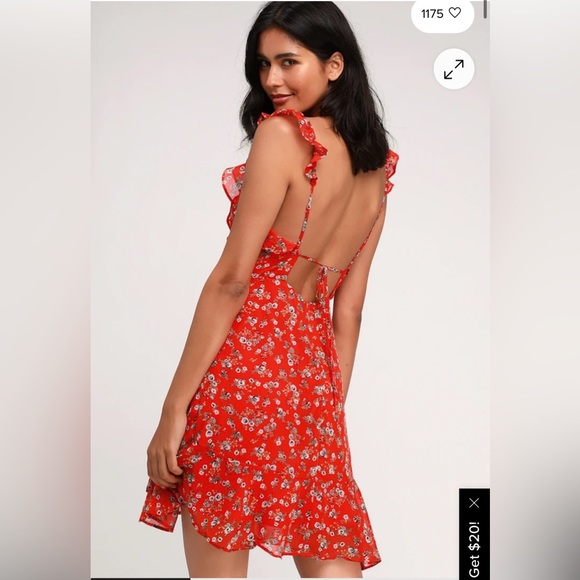 Lulus Dresses & Skirts - Lulus Spring Dream Red Floral Print Ruffled Skater Dress
